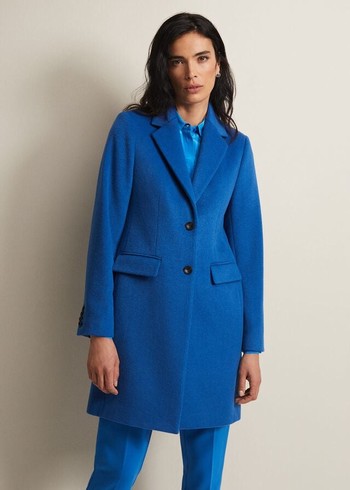 Phase Eight Lydia Blue Wool Smart Coats Turquoise Australia | AG2083614